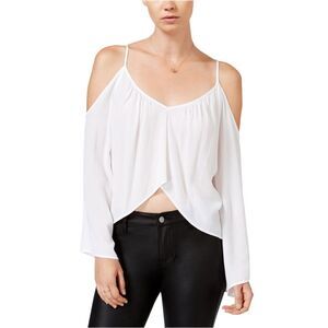 Chelsea Sky Womens Gauze Cold Shoulder Basic T-Shirt, White, NWT